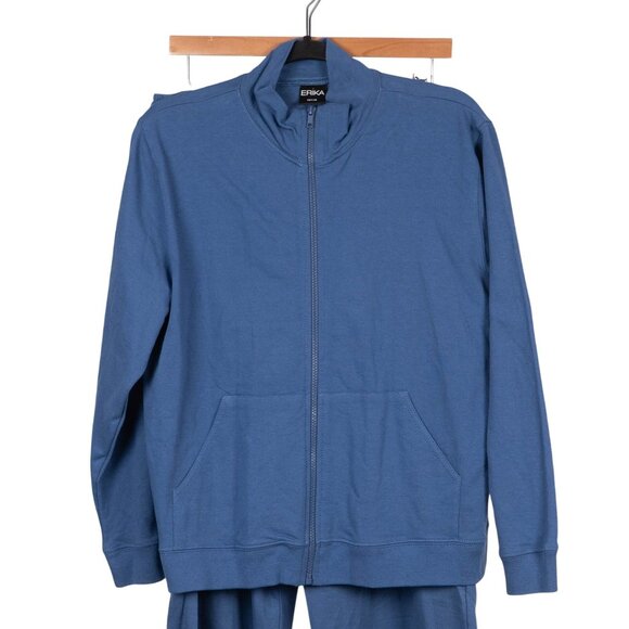 Erika Jogger Set Womens PXL 2 Piece Blue Cotton Zip Jacket Elastic Waist Pants - Picture 4 of 8